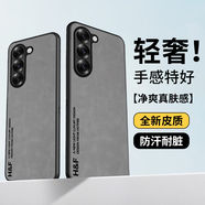 HotFire適用三星zfold6手機(jī)殼SAMSUNG GalaxyZ Fold6保護(hù)套 升級膚感羊巴皮磨砂鏡頭全包個性硅膠-煙灰色