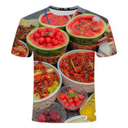 林中尋搞怪衣服炸街夏季3D清涼T恤衫小眾時(shí)尚創(chuàng  )意搞笑男女玉米圖案 小龍蝦短袖 2XL 135-155斤