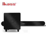 ibass 91K電視長條回音壁配10寸低音炮發(fā)燒音箱 藍牙K歌音響投影儀5.1環(huán)繞手機電腦家庭影院 91K帶炮【無嘜版黑木】