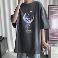 嘉曄（JIAYE）便宜短袖t恤男情侶裝閨蜜兄弟上衣五分袖T恤男潮流學(xué)生打底衫 深灰色 M