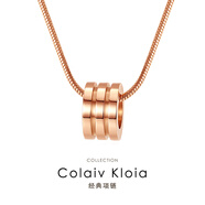 Colaivkloia情侶款項鏈男女士轉(zhuǎn)運珠蛇骨鏈鎖骨鏈鈦鋼吊墜情人節(jié)禮物送男女友 玫瑰色項鏈長度50CM（送60CM鏈）