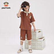 大嘴猴（paul frank）童裝男女童套裝2025夏時尚百搭兒童潮流薄款透氣舒膚套裝兩件套 349B咖啡色 120