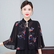 ESQTJF 夏季薄披肩外套女2023新款潮雪紡?fù)獯铋_衫斗篷衣時尚披風(fēng) 精靈百合