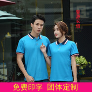 馨源衣佰工作服短袖T恤翻領(lǐng)夏季POLO定制LOGO企業(yè)公司團(tuán)體服文化廣告衫 湖藍(lán)色 S