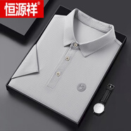 恒源祥（HYX）2025夏季冰絲POLO 衫短袖t恤男翻領(lǐng)T恤潮商務(wù)休閑中青年t恤男 灰色 165/M