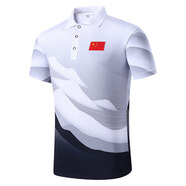 夏季國旗刺繡polo衫男女親子夏天團體班服運動(dòng)翻領(lǐng)撞色短袖體恤官方旗店 深藍 120