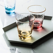 INSCRIPTION 錘目紋玻璃杯果汁杯冷飲杯男女水杯 北歐ins家用大容量透明水杯 矮款-黃色