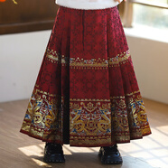 安妮優(yōu)兒女童漢服馬面裙套裝冬季2025新款女孩秋冬款公主裙兒童中國風(fēng)裙子 印花馬面裙（單裙子） 140