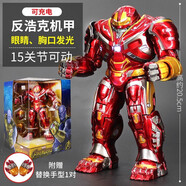 IMVE兒童禮物漫威鋼鐵俠MK3模型生日男孩玩具手辦馬克85關(guān)節(jié)可動擺件 8寸反浩克裝甲【可發(fā)光+替換手】