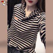 啄木鳥(niǎo)條紋長(cháng)袖t恤衛衣女春秋2025新款中年洋氣減齡上衣女士連帽衫 花灰色 [常規款] 4XL (推薦140-155斤)