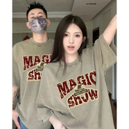 MDlila520情侶衣服情侶裝夏季小眾2025年新款情人節(jié)短袖t恤團(tuán)體班服定制 (magic)灰綠色單件 4XL 男（建議200-210斤）