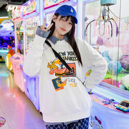 美職棒（MLB）官網(wǎng)男女情侶衛(wèi)衣LIKE系列長袖寬松印花紐約洋基隊NY春秋款套頭衫 紐約洋基隊/奶油色/建議拍大一碼 S 165/88A