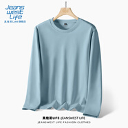 JEANSWEST LIFE真維斯長(cháng)袖t恤男潮春秋純棉白色打底衫學(xué)生寬松圓領(lǐng)純色內搭上衣