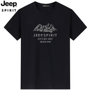 JEEP SPIRIT吉普短袖T恤男夏季新款棉質(zhì)圓領(lǐng)薄款休閑純色大碼體恤上衣寬松 9053黑色 6XL / 200-220斤
