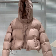波士頓羽絨服女冬季新款韓版肯豆風小個子短款高腰加厚面包服外套 藕色 M