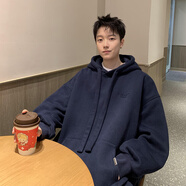 威覺重磅連帽衛(wèi)衣男春秋款2024新款寬松美式秋季男生秋冬加絨男款外套 綠色加絨 XL碼（110斤-145斤）