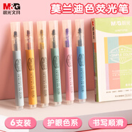 晨光(M&G)文具熒光筆 記號手賬筆彩色劃重點筆閃光筆 水彩兒童標(biāo)記筆做筆記 莫蘭迪色系6色/盒AHMT3705
