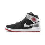 耐克（NIKE）男鞋Air Jordan 1 Mid 中幫籃球鞋 554724-057 黑銀 42