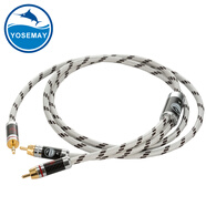 金槍魚(yú)YO-03鍍銀3.5轉2RCA雙蓮花音頻信號線(xiàn)材電腦手機播放器連接功放有源音箱紅白1分2音頻線(xiàn) 棕白色 1.5米