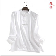 宰摟春秋季太極服中國風(fēng)長(cháng)袖T恤男女太極服武術(shù)練功服 本白色袖口螺紋款 XS