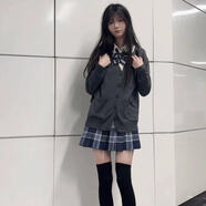 閃動(dòng)少女春秋季學(xué)院風(fēng)深灰色jk制服毛衣外套針織衫開(kāi)衫長(cháng)袖上衣軟妹日系春 內搭白襯衫+領(lǐng)結 S