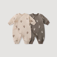 巴厘小豬【反季清倉】【兩件裝】新生兒衣服秋冬季保暖寶寶哈衣爬服夾絲加 面包樹+蘑菇屋 52cm