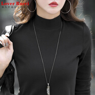 LOVER RUCCI高品質(zhì)女士半高領(lǐng)打底衫女春秋新款純棉長(zhǎng)袖t恤秋冬內(nèi)搭上衣小衫 黑色 L 105-115斤