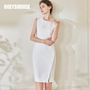 ROEYSHOUSE羅衣法式高級(jí)通勤連衣裙女夏裝新款無(wú)袖修身包臀裙08900 白色 2XL