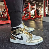 耐克（NIKE）Air Jordan aj1 mid男女鞋影子芝加哥黑紅腳趾熊貓籃球運動休閑鞋 DC1419-700液態(tài)金男子 41