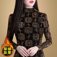 加絨加厚高領(lǐng)打底衫女秋冬內搭上衣新款大版韓版打底衣長(cháng)袖潮 亮絲【 加 絨 】 M 建議100斤以下