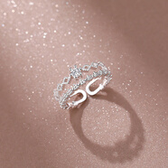 締晶925銀戒指女可調節尾戒子生日禮物女生送女朋友高級小眾實(shí)用首飾 J170雙層皇冠戒指（玫瑰禮盒）