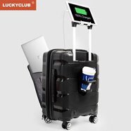 LUCKY CLUB登機箱20英寸行李箱小型密碼商務(wù)多功能旅行拉桿箱子 軟硬結合款