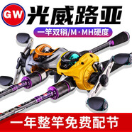 光威（GW）光威路亞竿套裝雙稍魚竿打黑翹嘴紡車碳素槍柄桿水滴輪拋竿海竿 槍柄2.1米雙稍+水滴輪右+鉑金套