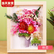 妃伶（fiyling） 母親節(jié)干花永生花相框diy材料包手工制作教師節(jié)禮物沙龍暖場(chǎng)活動(dòng) 秋戀（含相框套裝） 22x17cm