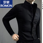 羅蒙（ROMON）毛呢保暖男士長(cháng)袖襯衫2024秋冬新款修身百搭帥氣襯衣 黑色 XL