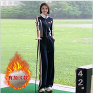 OYZ香港潮牌網(wǎng)紅炸街休閑運(yùn)動(dòng)套裝女秋新款歐貨時(shí)尚洋氣闊腿褲兩件套 加厚藍(lán)色套裝 XL(125—135斤）
