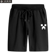 兒童短袖T恤我的世界周邊 純棉苦力怕童裝小男孩夏季衣服小碼大碼 我的世界 短褲 黑色需要其他顏色請備注 S（120斤到130斤）