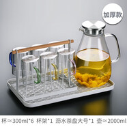 青蘋(píng)果（QINGPINGGUO） 玻璃杯帶把耐熱簡(jiǎn)約牛奶杯ins喝水杯家用客廳泡茶杯家庭杯子套裝 300ml六色+壺2.0L+架+瀝水盤(pán)