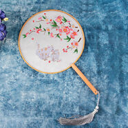東方美繡新款刺繡diy手工自繡蘇繡古風(fēng)制作團(tuán)扇絲帶繡初學(xué)者手工課自己刺繡DIY繡品繡花材料包 朝花惜拾材料包+扇子