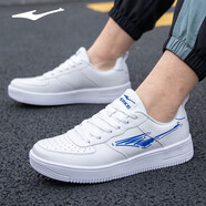 鴻星爾克男鞋板鞋男冬季透氣男士輕便韓版撞色時(shí)尚潮流休閑運動(dòng)鞋男 正白/星際藍1106 41