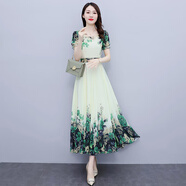 對蘭夏季連衣裙長款2025夏天新款女裝氣質(zhì)女神范長裙連衣裙女高級感 7289綠色 XL 【推薦110-120斤】