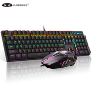 MageGee 機械風(fēng)暴套裝 真機械鍵盤(pán)鼠標套裝 背光游戲臺式電腦筆記本鍵鼠套裝 黑色混光 青軸