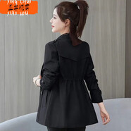 星垂曉霧40至50歲到60歲的風(fēng)衣女春天穿的中年裝外套(加里布)秋季新款收腰 黑色 【雙層有里襯】 XL 118-130