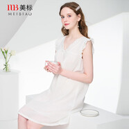 美標（MEIBIAO）商場(chǎng)同款無(wú)袖梭織純棉睡裙宮廷公主風(fēng)睡衣棉甜美連衣裙蕾絲家居服 白色 2XL (175/96A)