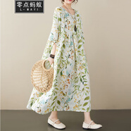 零點(diǎn)螞蟻胖mm大碼女裝洋氣減齡碎花遮肚子顯瘦連衣裙夏季度假風(fēng)休閑長裙子 圖片色 均碼【130-200斤】