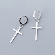 知尋十字架925純銀耳扣女士簡(jiǎn)約短款銀耳環(huán)耳飾品生日禮物 十字架耳扣 925銀