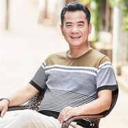 暢印 爸爸短袖t恤40-50歲中老年人半袖打底衫T恤衫夏裝中年男士冰絲衣服爺爺 dx-608黃色 4XL-190-建議195-215斤