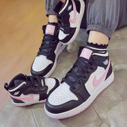 耐克（NIKE）女鞋Air Jordan aj1新款休閑板鞋運動(dòng)輕便耐磨透氣籃球鞋【尖貨】 555112-103 黑白粉熊貓GS 36.5
