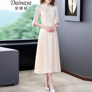 黛娜婭（Dainaya）旗袍女2025春夏季新款媽媽裝中國風日常改良復古漢服連衣裙 3568 杏色 L