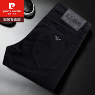 皮爾卡丹（pierre cardin）春夏薄款彈力黑色男士牛仔褲潮牌刺繡高端歐洲站男裝褲子修身小腳 黑色8115 32 腰圍二尺五